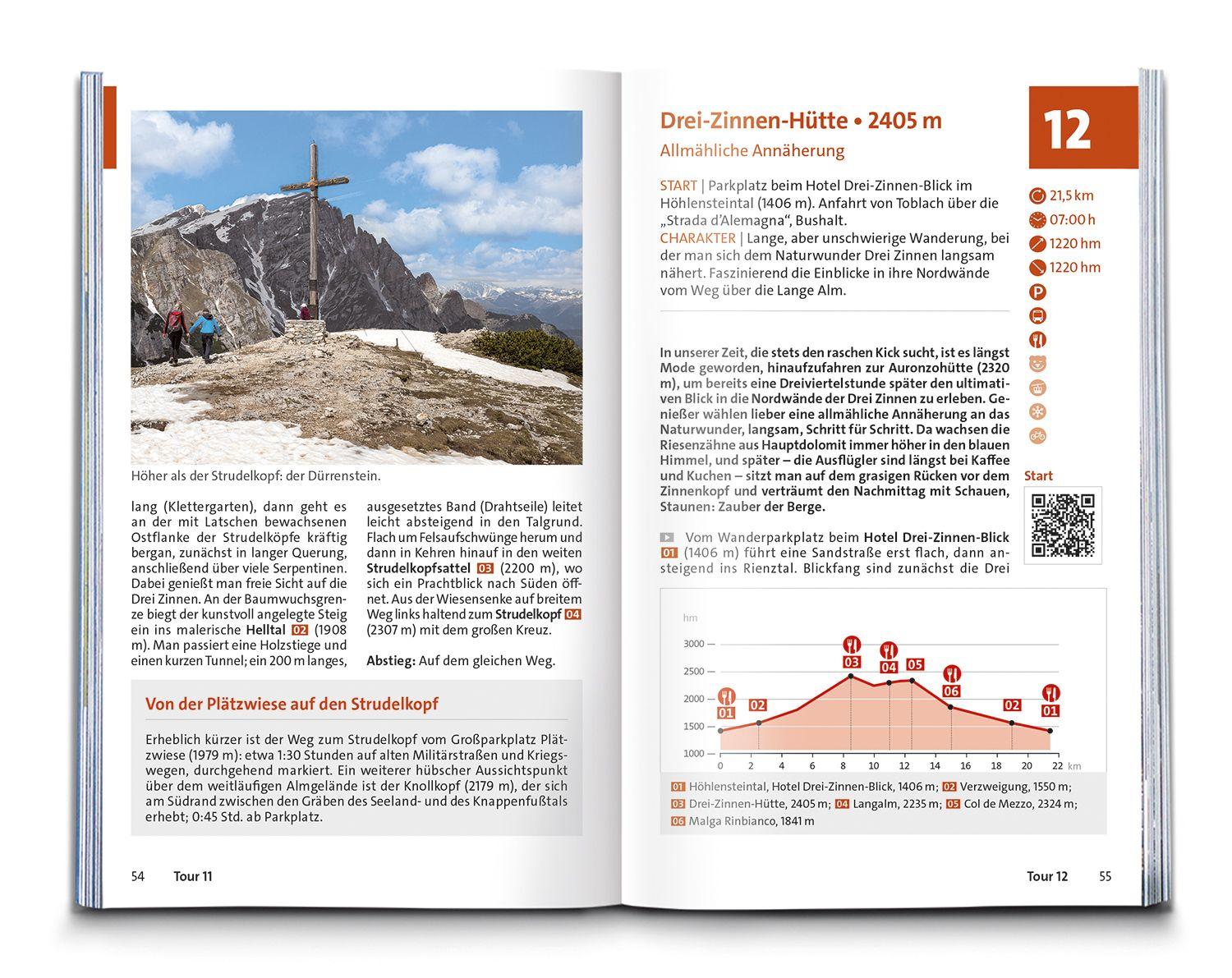 Beispielinhalt (Bild) KOMPASS Wanderführer Sextner Dolomiten, Naturpark Drei Zinnen - Herausragende Dolomiten, 50 Touren mit Extra-Tourenkarte