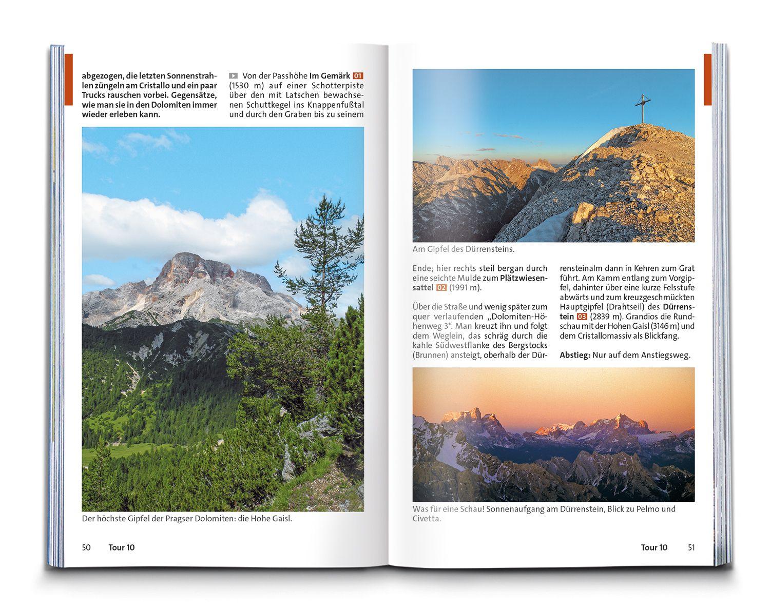 Beispielinhalt (Bild) KOMPASS Wanderführer Sextner Dolomiten, Naturpark Drei Zinnen - Herausragende Dolomiten, 50 Touren mit Extra-Tourenkarte
