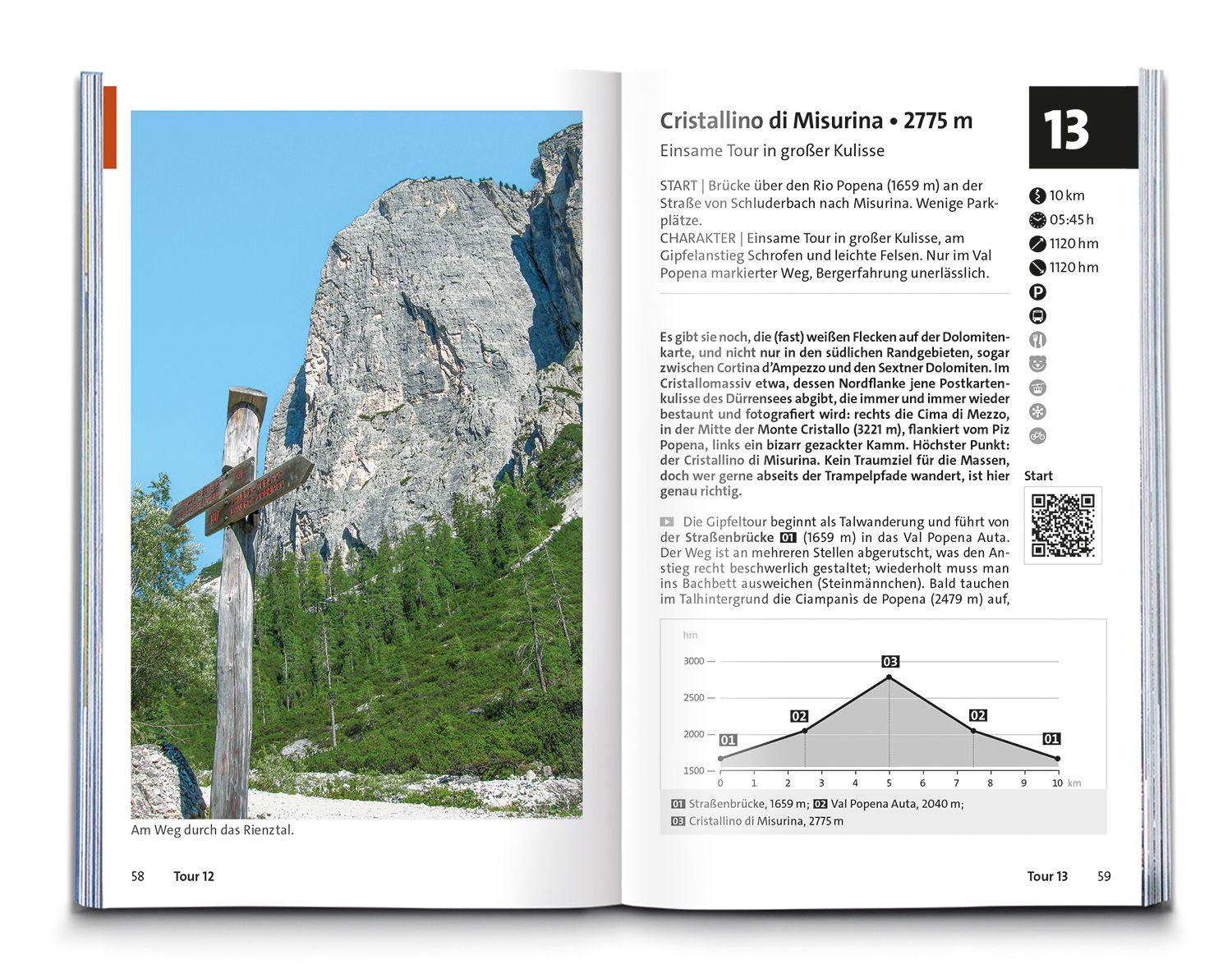 Beispielinhalt (Bild) KOMPASS Wanderführer Sextner Dolomiten, Naturpark Drei Zinnen - Herausragende Dolomiten, 50 Touren mit Extra-Tourenkarte