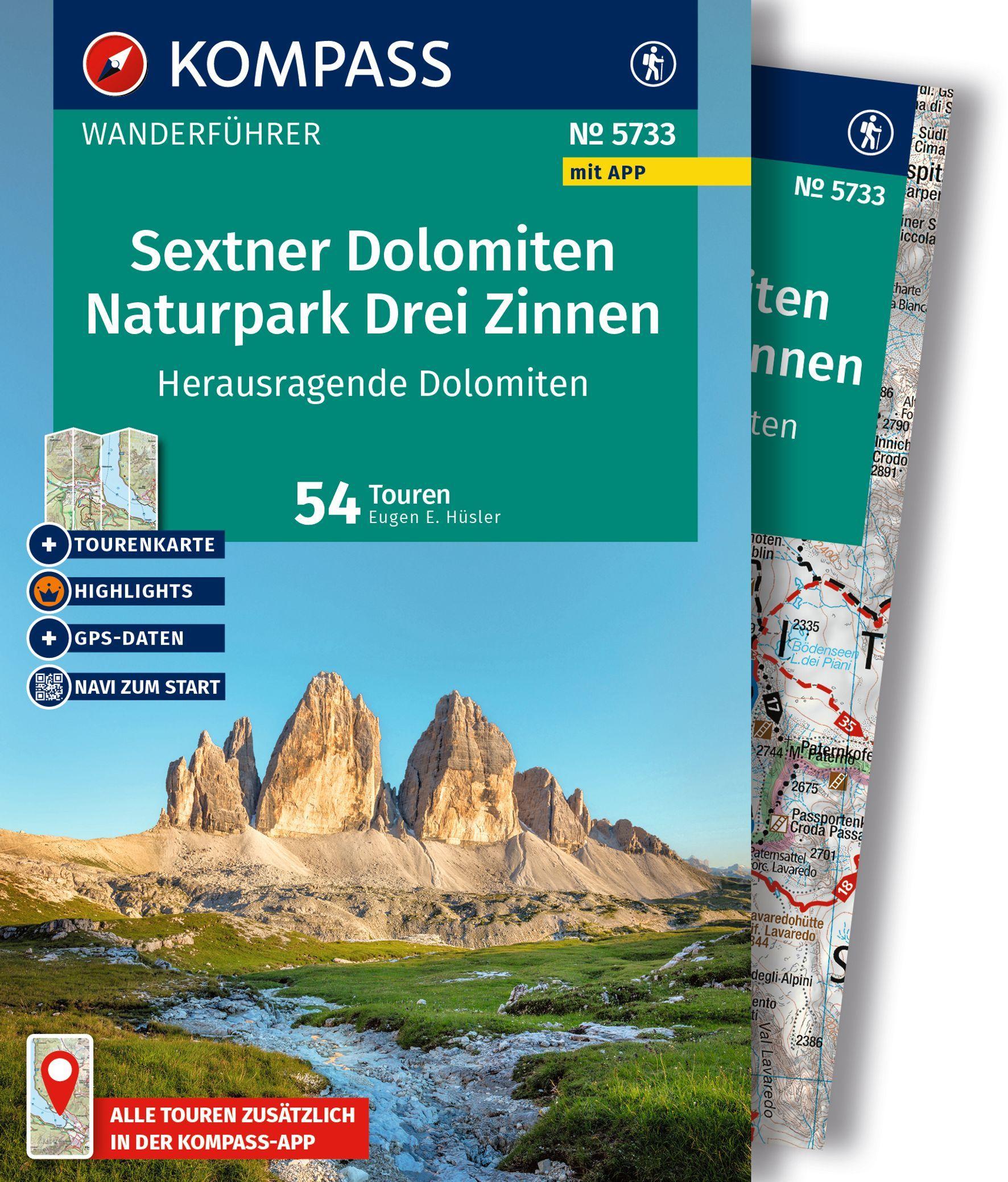 Vorderes Coverbild KOMPASS Wanderführer Sextner Dolomiten, Naturpark Drei Zinnen - Herausragende Dolomiten, 50 Touren mit Extra-Tourenkarte