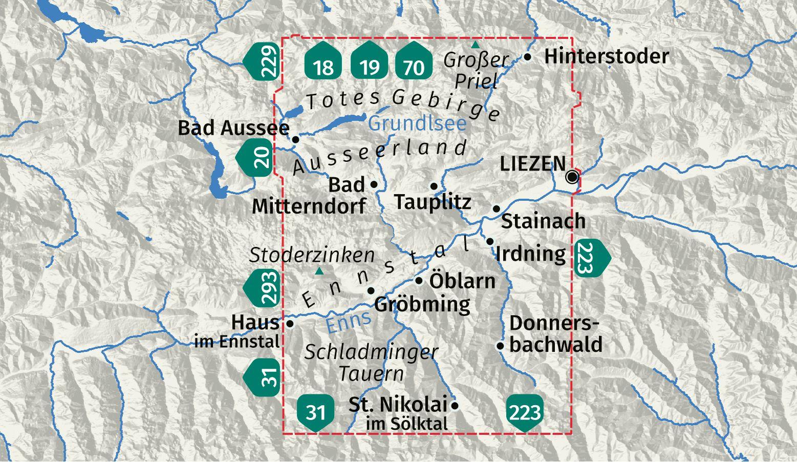 Beispielinhalt (Bild) KOMPASS Wanderkarte 68 Ausseerland, Ennstal, Tauplitz 1:50.000