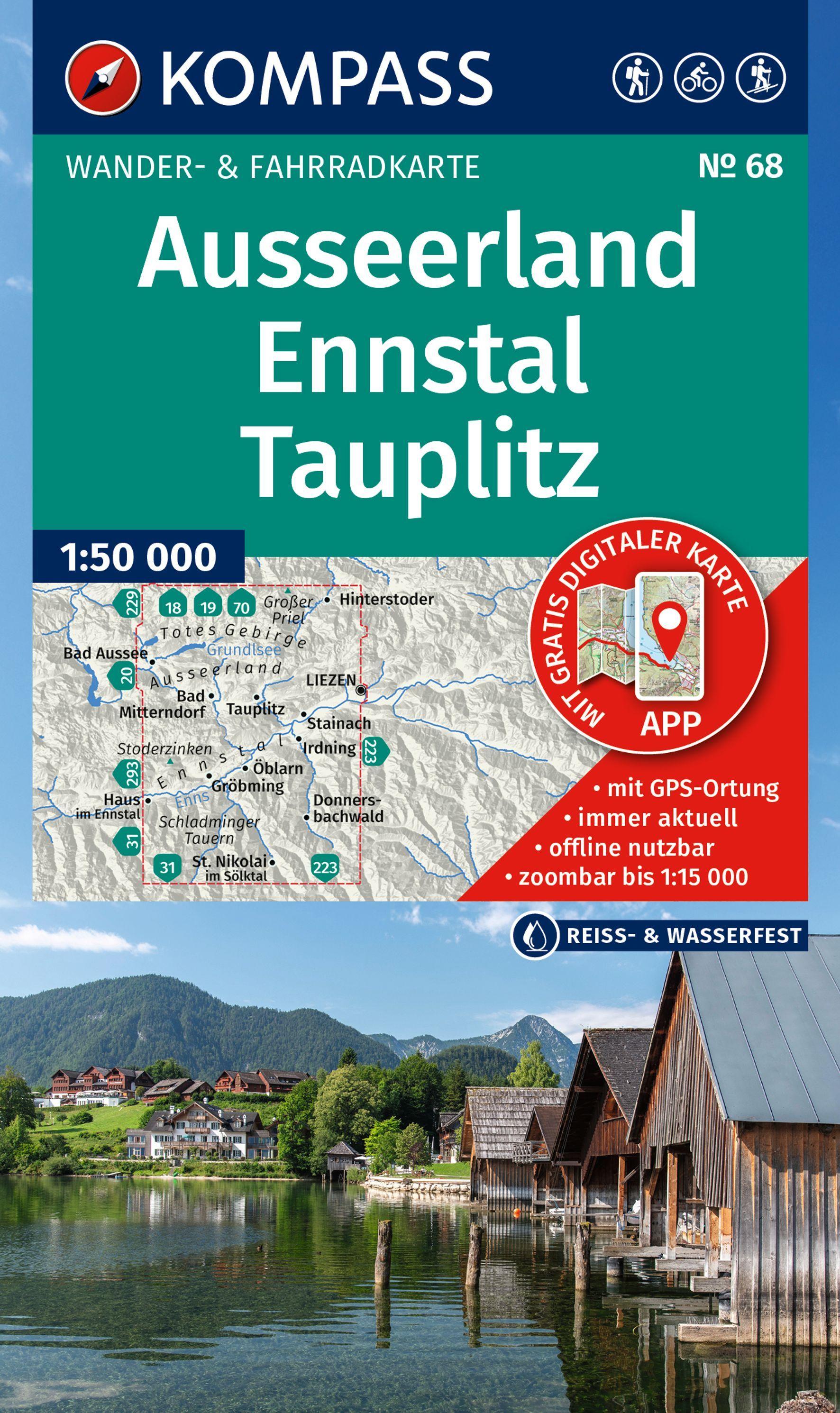 Vorderes Coverbild KOMPASS Wanderkarte 68 Ausseerland, Ennstal, Tauplitz 1:50.000