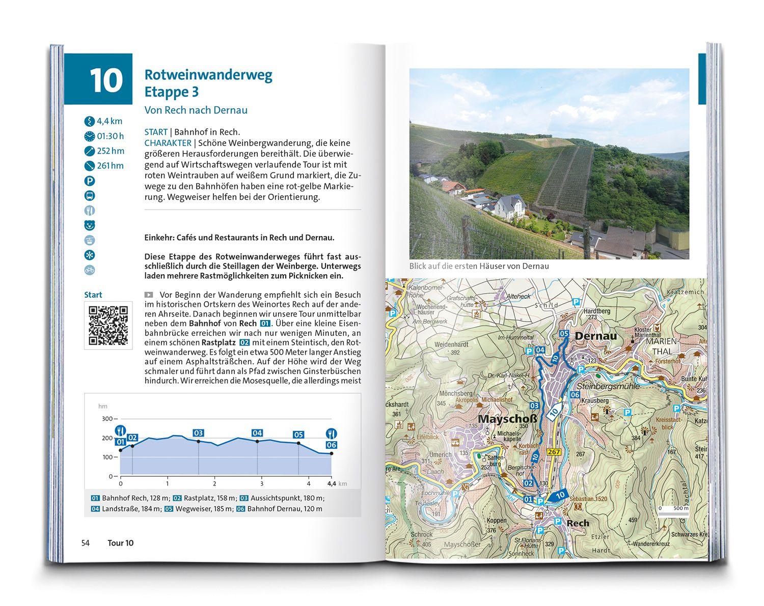 Beispielinhalt (Bild) KOMPASS Wanderführer Ahrsteig mit Rotweinwanderweg, 30 Touren/Etappen mit Extra-Tourenkarte