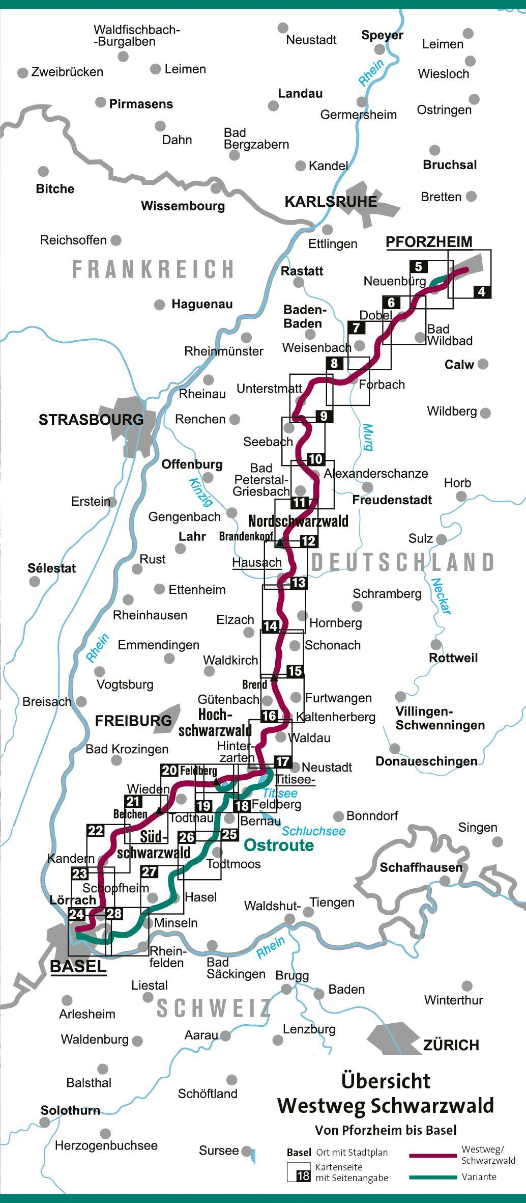 Beispielinhalt (Bild) KOMPASS Wander-Tourenkarte Westweg Schwarzwald 1:50.000