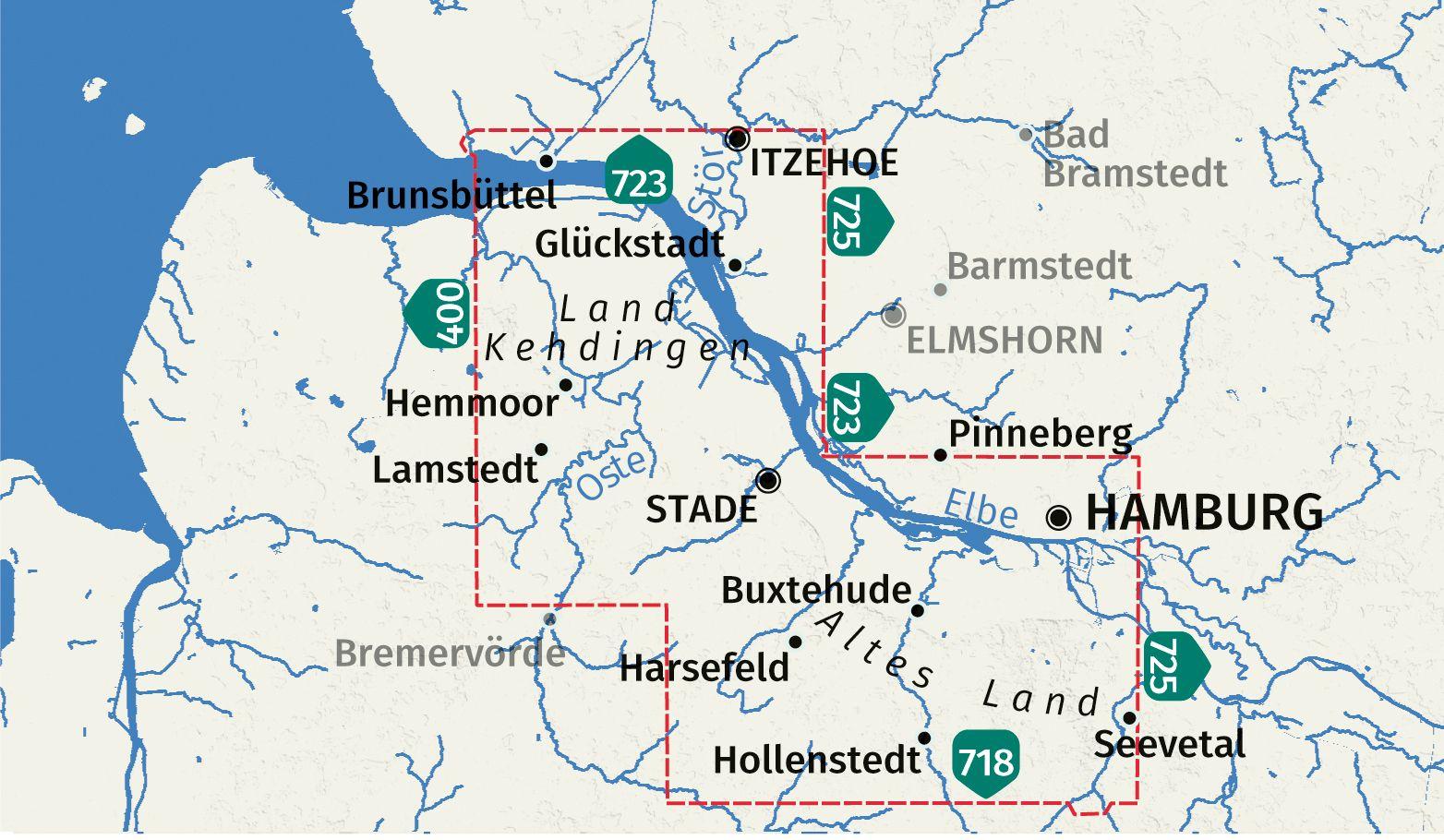 Beispielinhalt (Bild) KOMPASS Wanderkarte 726 Hamburg, Altes Land 1:50.000