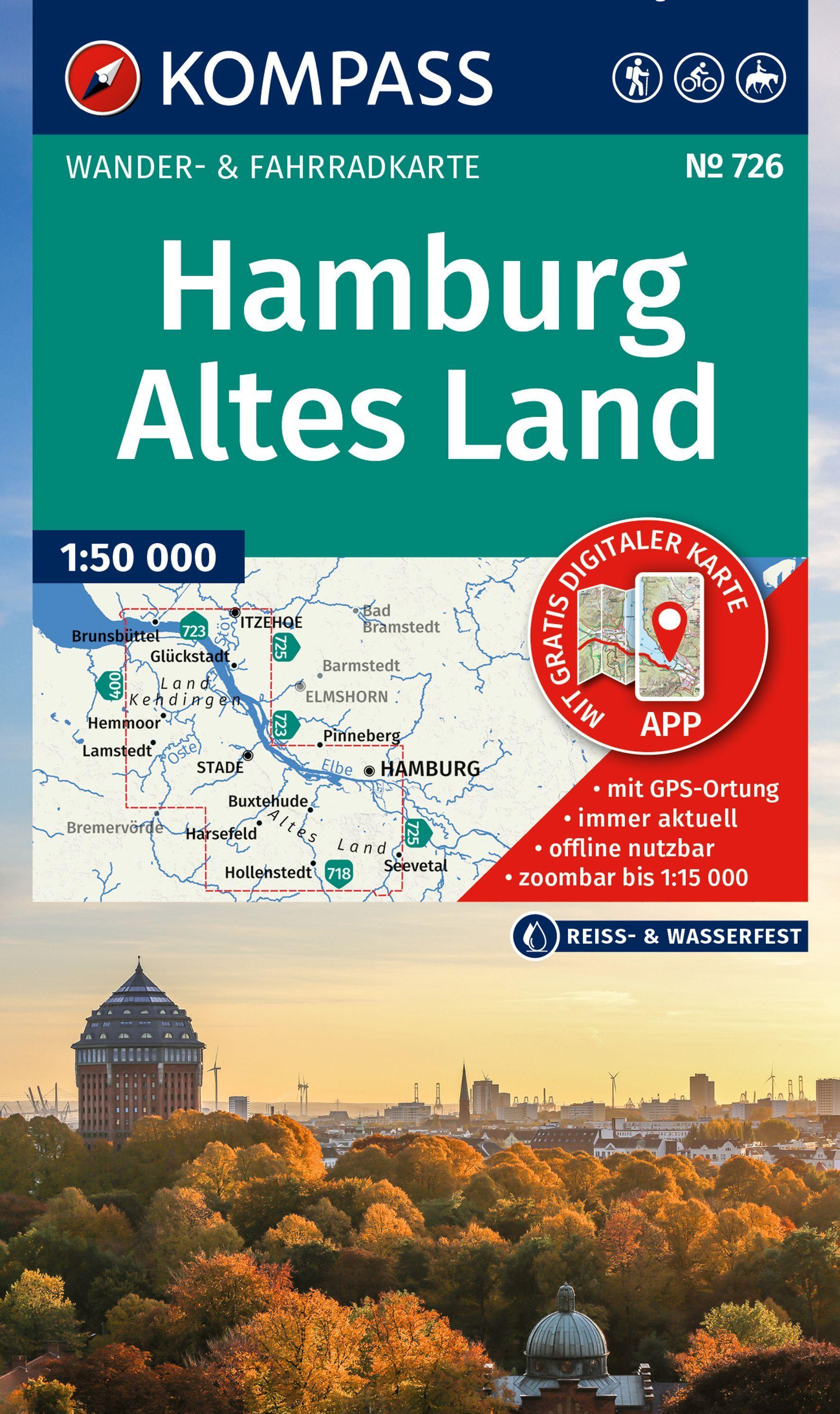 Vorderes Coverbild KOMPASS Wanderkarte 726 Hamburg, Altes Land 1:50.000