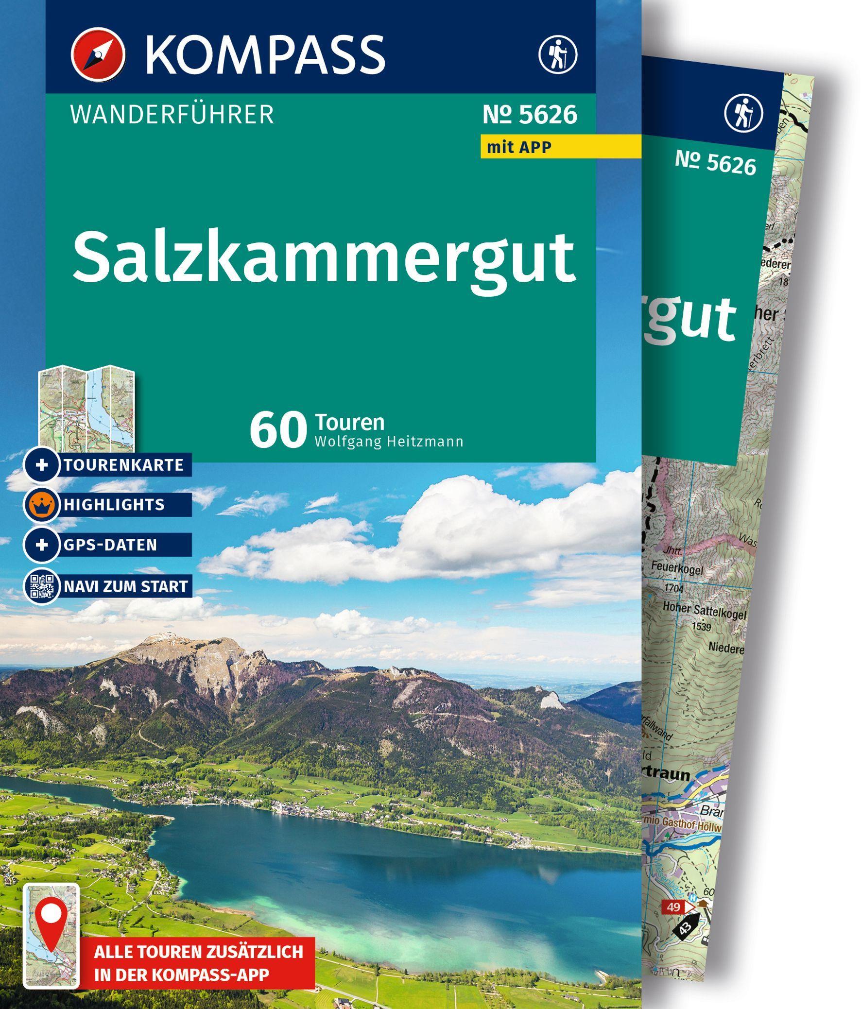 Vorderes Coverbild KOMPASS Wanderführer Salzkammergut, 60 Touren mit Extra-Tourenkarte