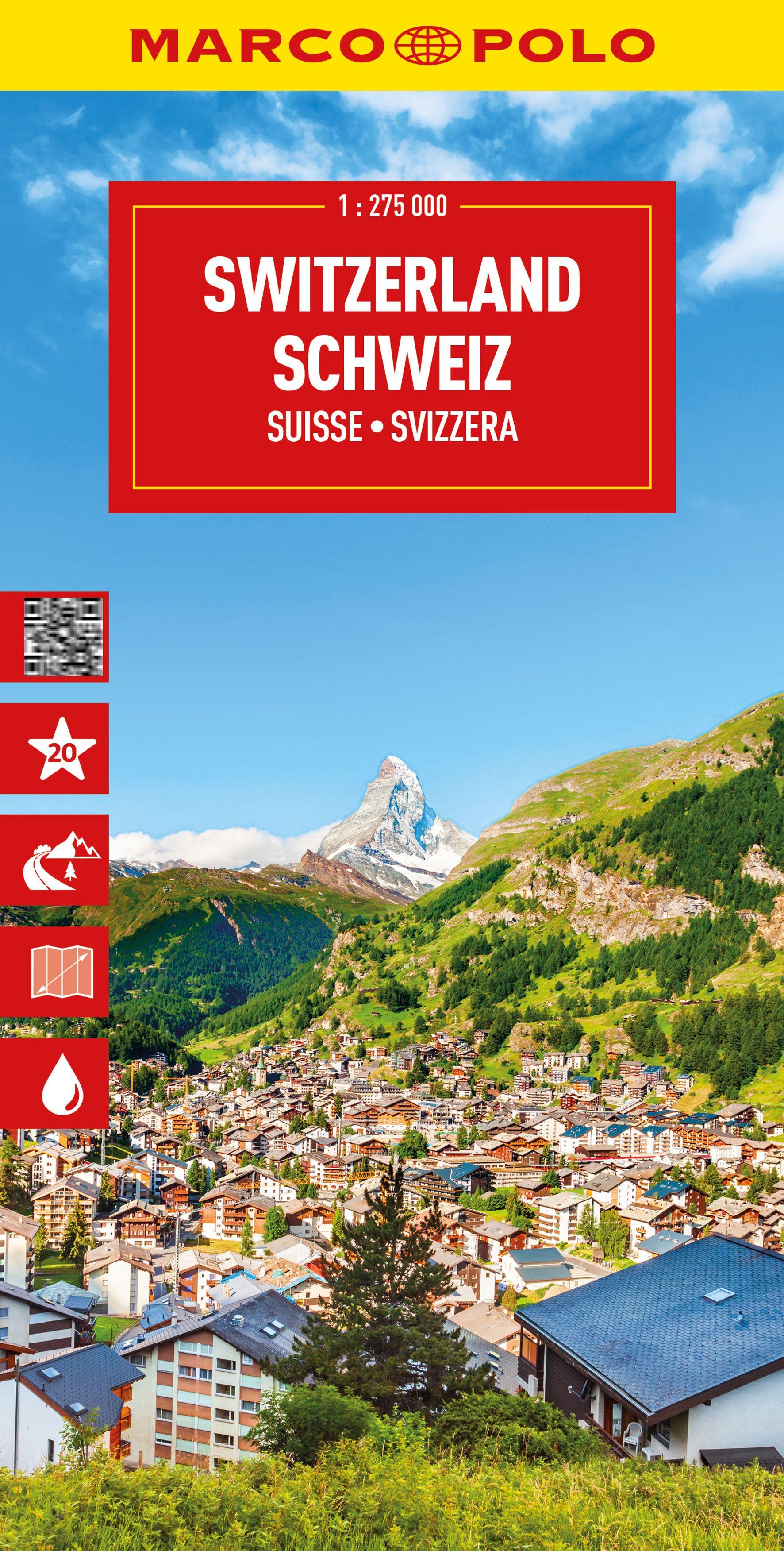 Vorderes Coverbild MARCO POLO Reisekarte Schweiz 1:275.000