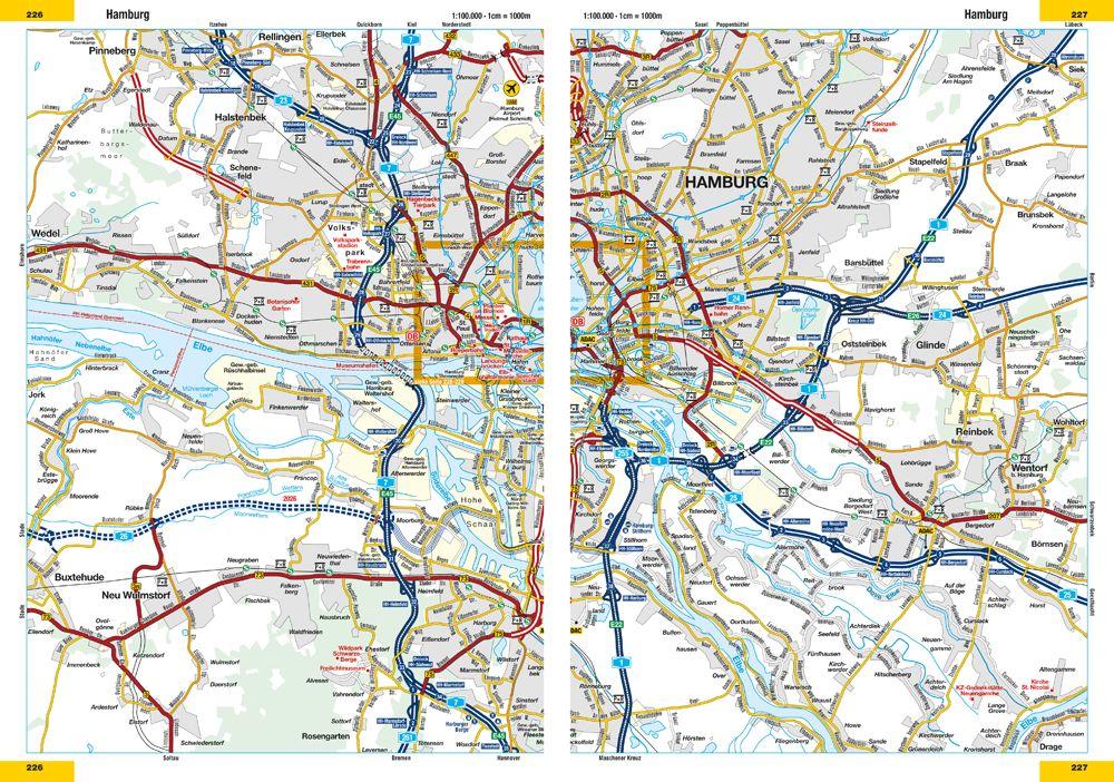 Beispielinhalt (Bild) ADAC Reiseatlas 2026/2027 Deutschland 1:200.000, Europa 1:4,5 Mio.