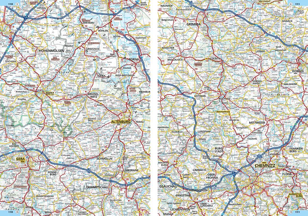 Beispielinhalt (Bild) ADAC Reiseatlas 2026/2027 Deutschland 1:200.000, Europa 1:4,5 Mio.
