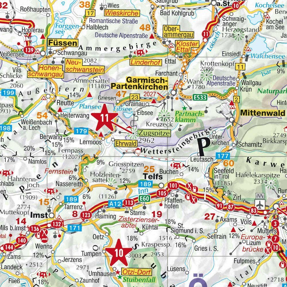 Beispielinhalt (Bild) MARCO POLO Reisekarte Alpen 1:650.000