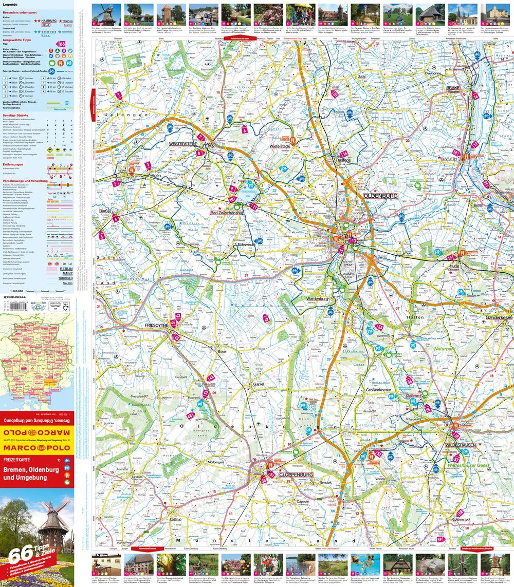 Beispielinhalt (Bild) MARCO POLO Freizeitkarte 10 Bremen, Oldenburg und Umgebung 1:100.000