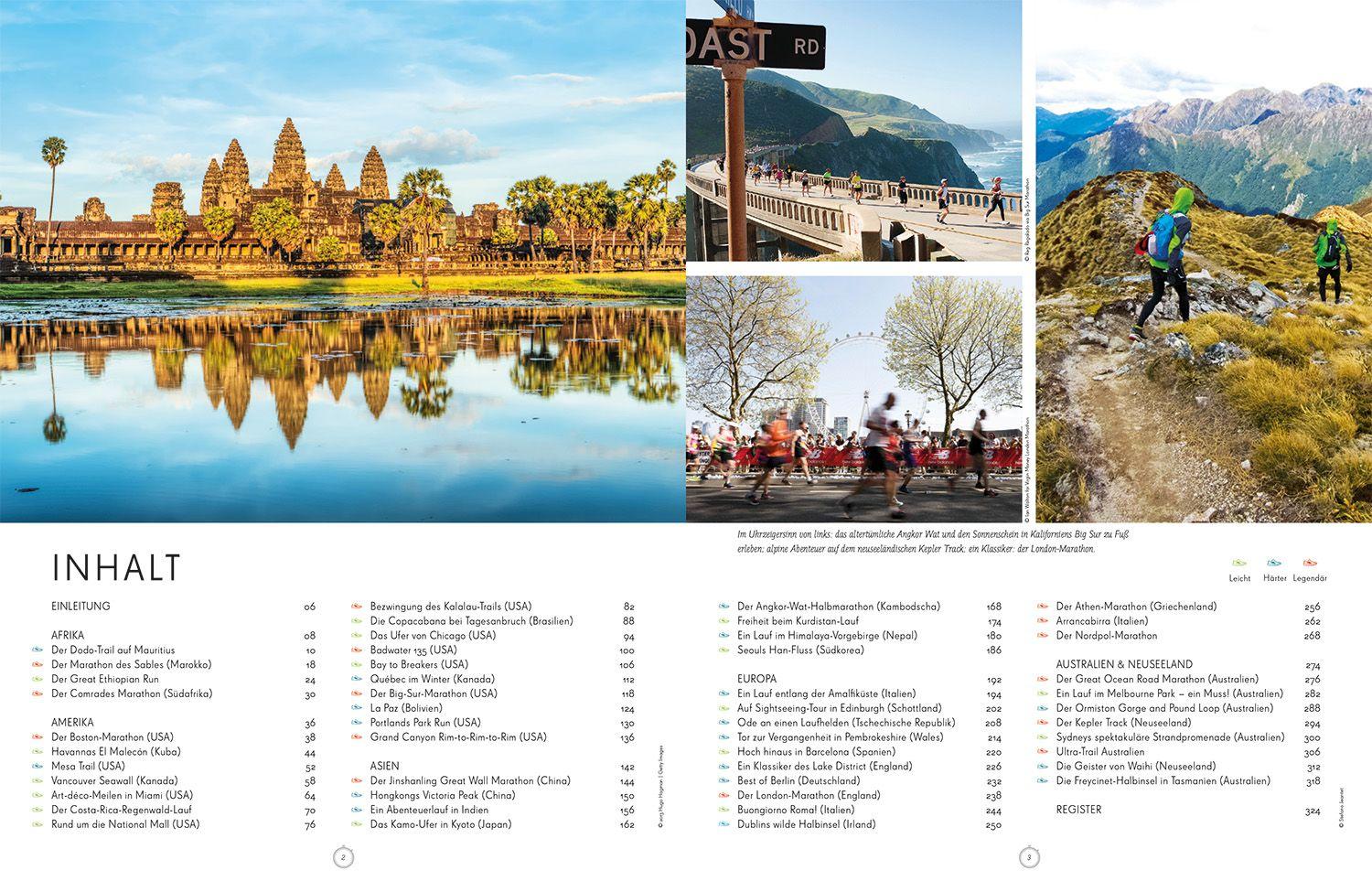 Beispielinhalt (Bild) LONELY PLANET Bildband Legendäre Laufstrecken