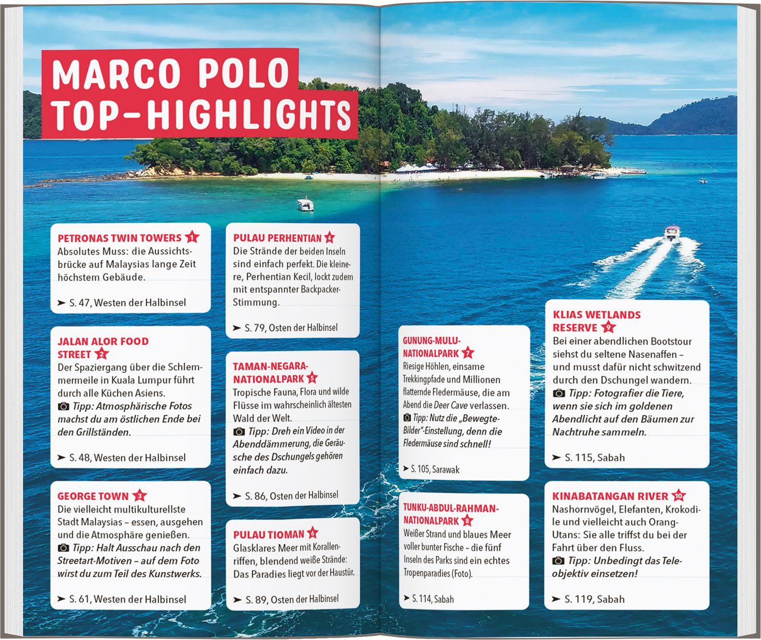 Beispielinhalt (Bild) MARCO POLO Reiseführer Malaysia