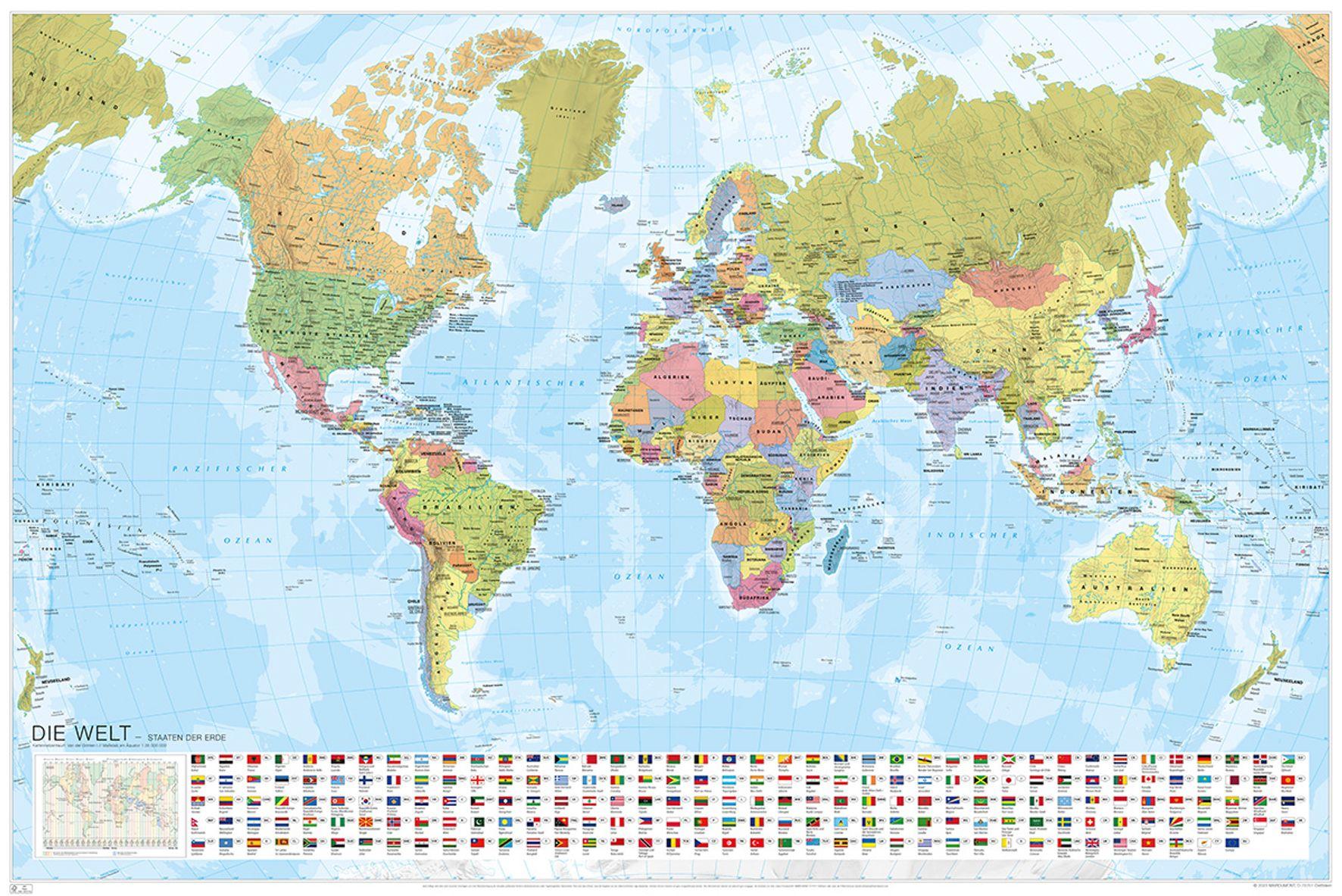 Vorderes Coverbild MARCO POLO Weltkarte - Staaten der Erde mit Flaggen, plano in Hülse
