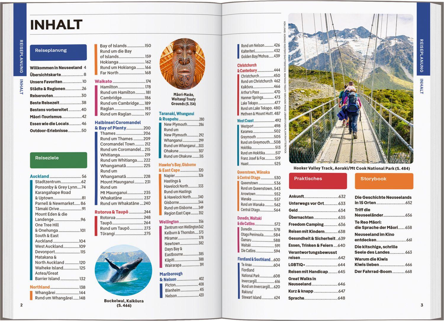 Beispielinhalt (Bild) LONELY PLANET Reiseführer Neuseeland