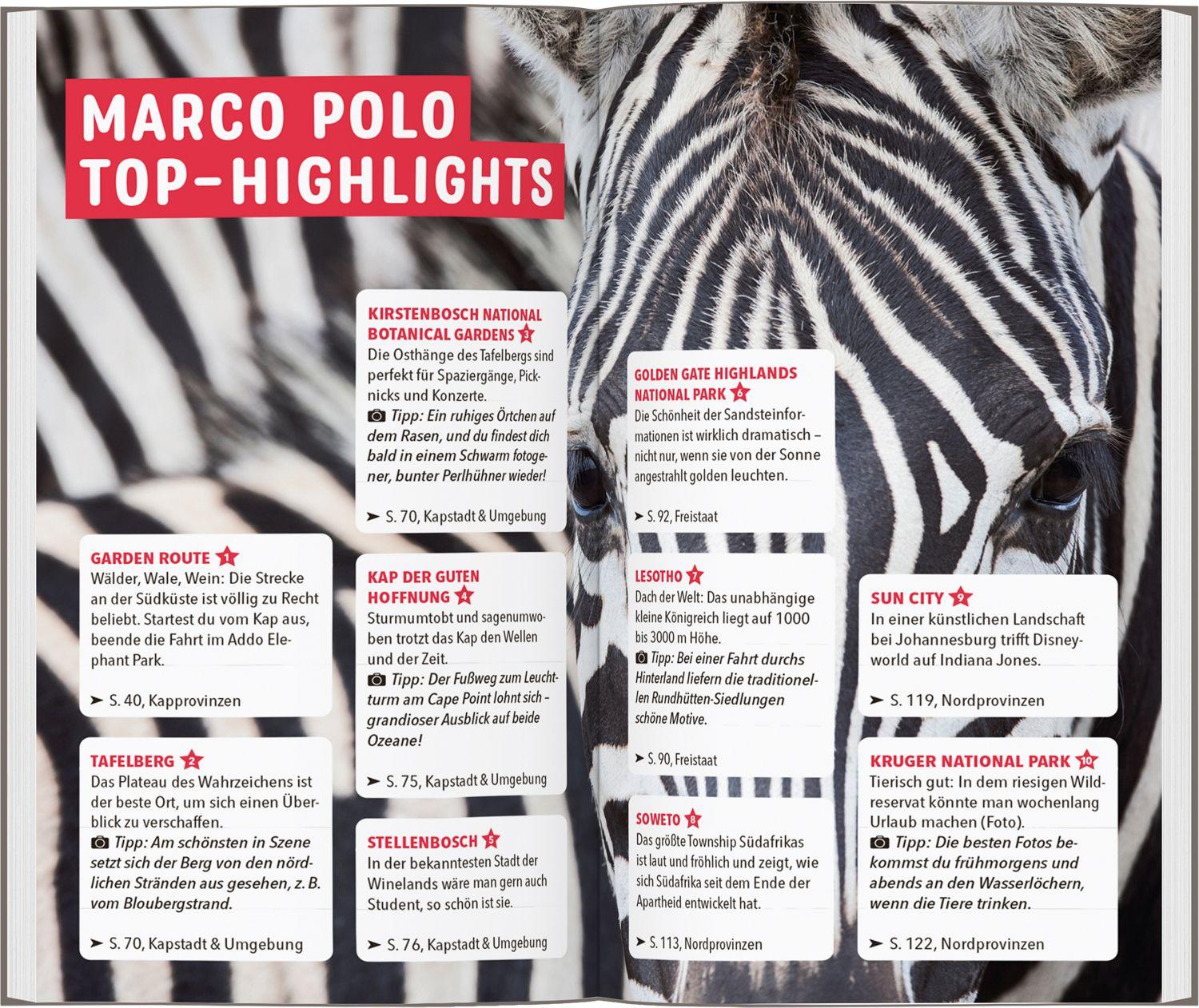 Beispielinhalt (Bild) MARCO POLO Reiseführer Südafrika