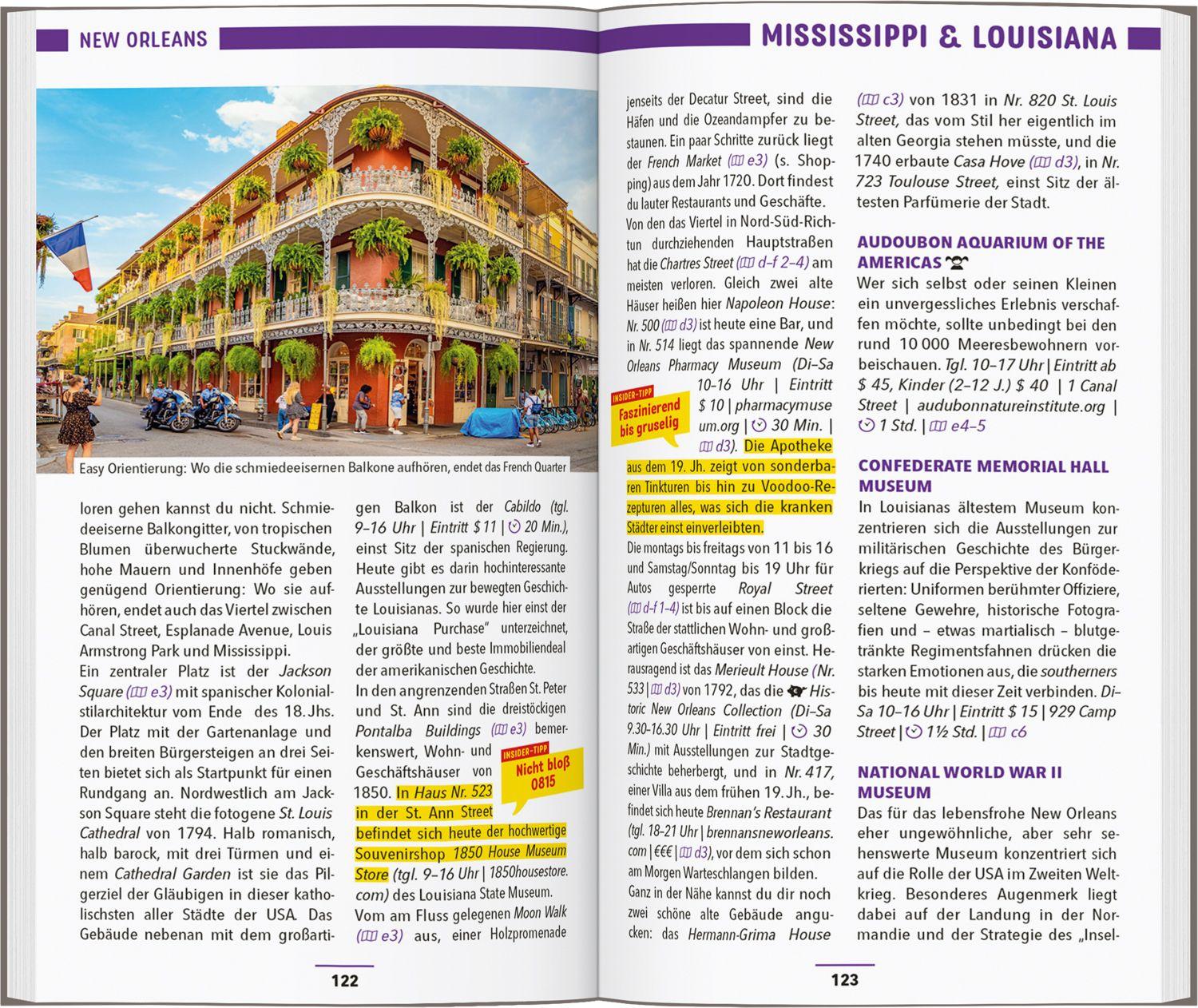 Beispielinhalt (Bild) MARCO POLO Reiseführer USA Südstaaten, New Orleans