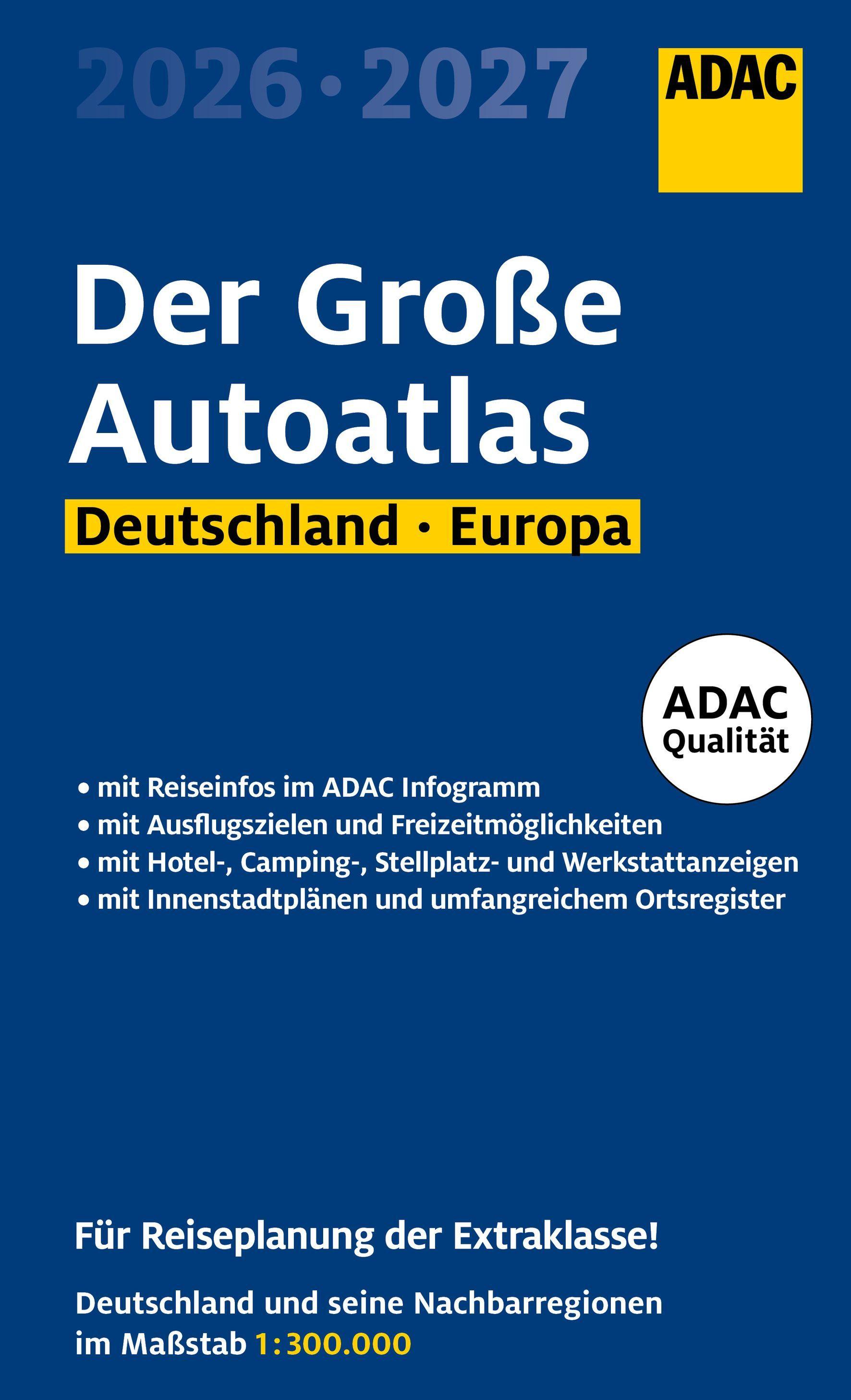 Vorderes Coverbild ADAC Der Große Autoatlas 2026/2027 Deutschland und seine Nachbarregionen 1:300.000