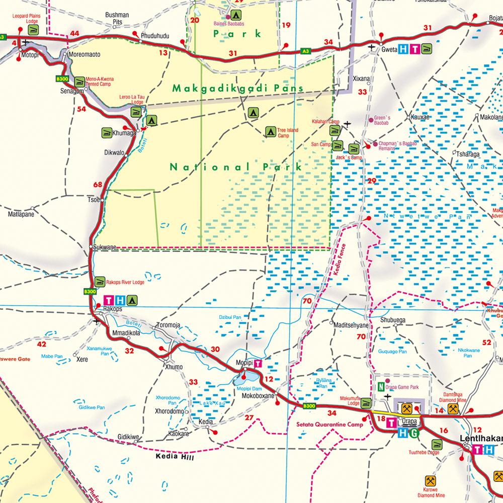Beispielinhalt (Bild) freytag & berndt Straßenkarte Botsuana 1:1,1 Mio.