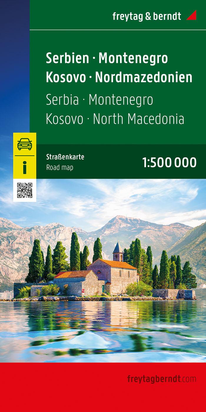 Vorderes Coverbild Serbien - Montenegro - Kosovo - Nordmazedonien, Straßenkarte 1:500.000, freytag & berndt
