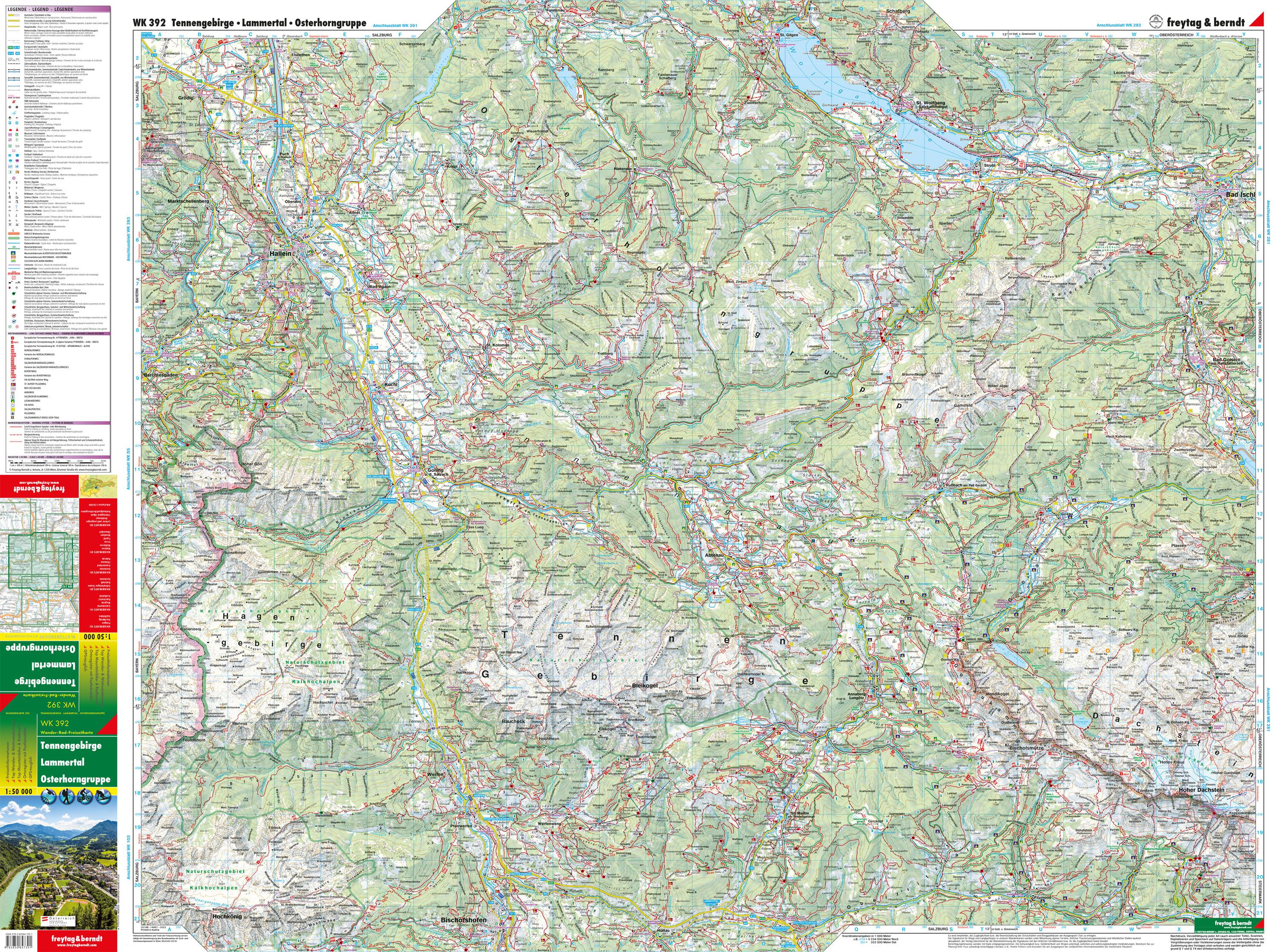 Beispielinhalt (Bild) Tennengebirge, Wander-, Rad- und Freizeitkarte 1:50.000, freytag & berndt, WK 392