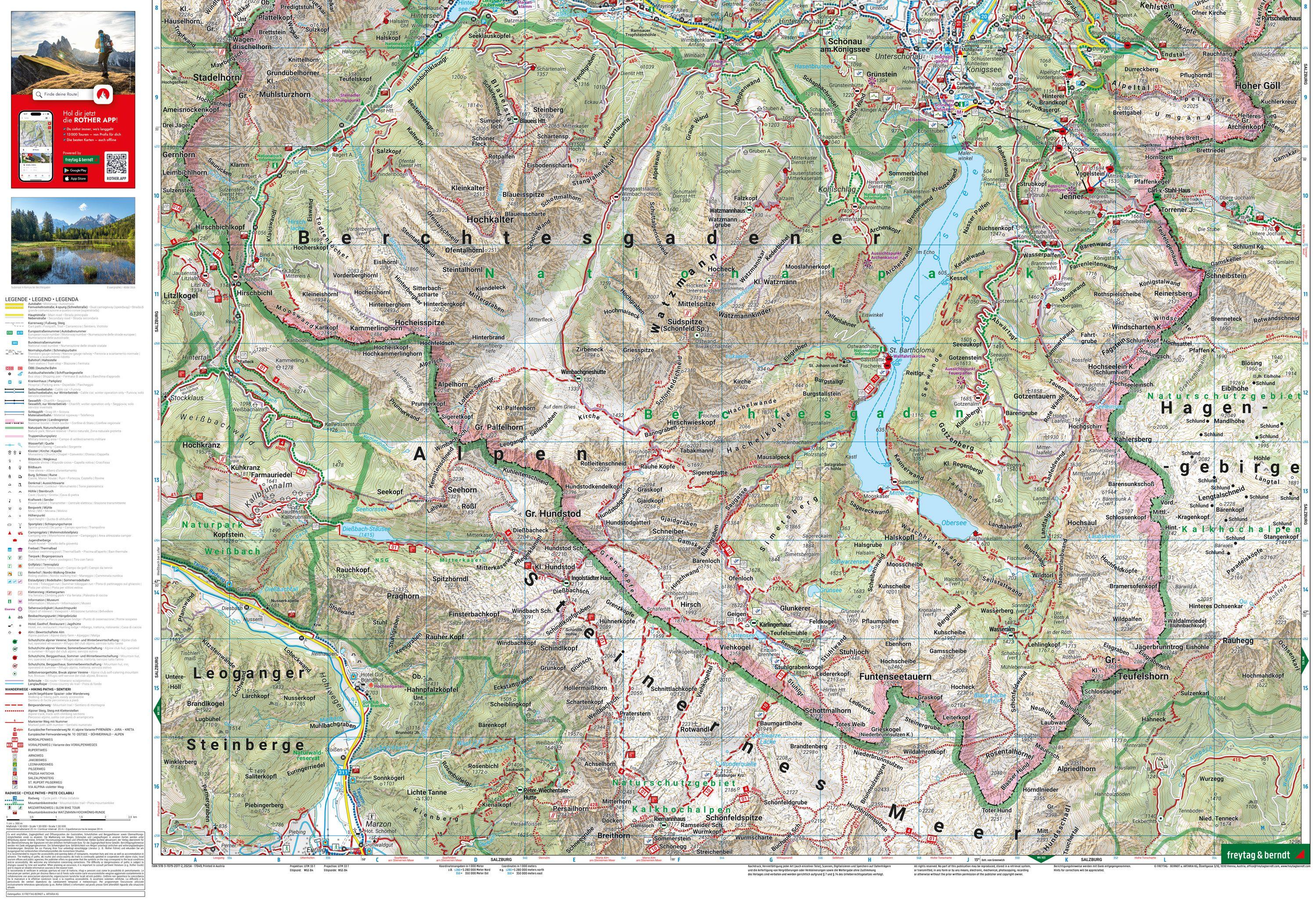 Beispielinhalt (Bild) freytag & berndt Wanderkarte WKXL 3050 Berchtesgaden XL, Bad Reichenhall - Königssee 1:30.000
