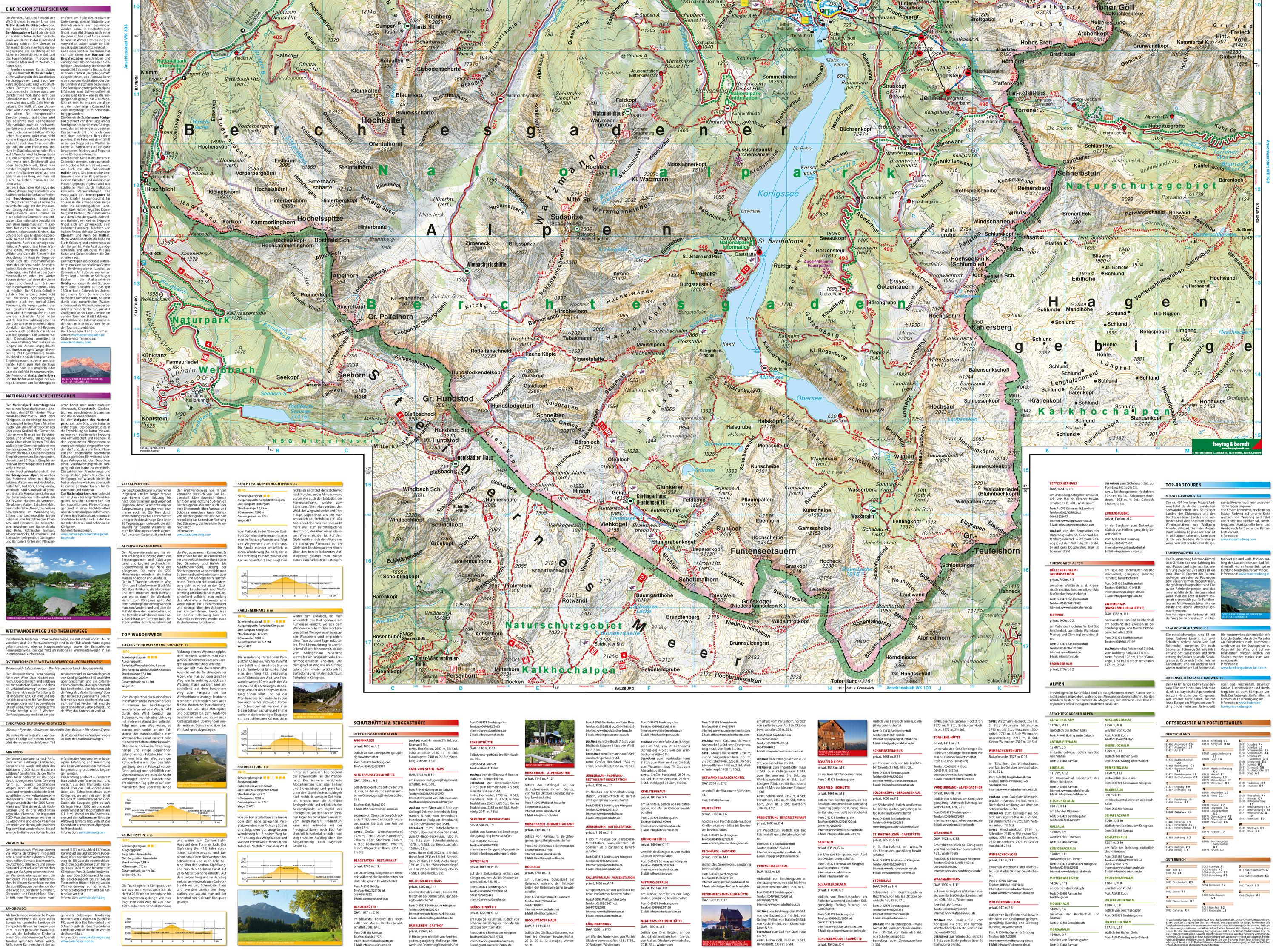 Beispielinhalt (Bild) freytag & berndt Wanderkarte WKXL 3050 Berchtesgaden XL, Bad Reichenhall - Königssee 1:30.000