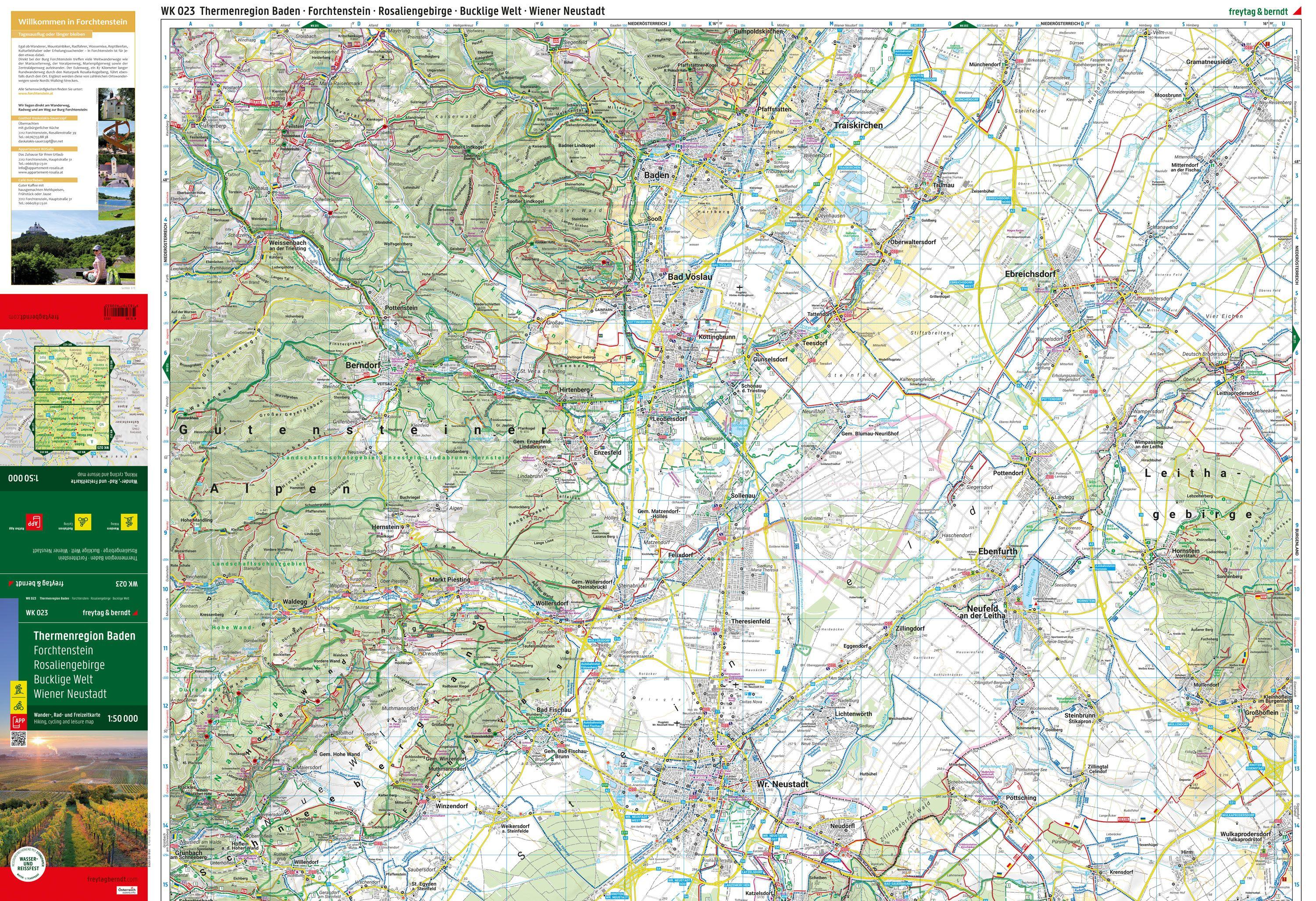 Beispielinhalt (Bild) Thermenregion Baden, Wander-, Rad- und Freizeitkarte 1:50.000, freytag & berndt, WK 023