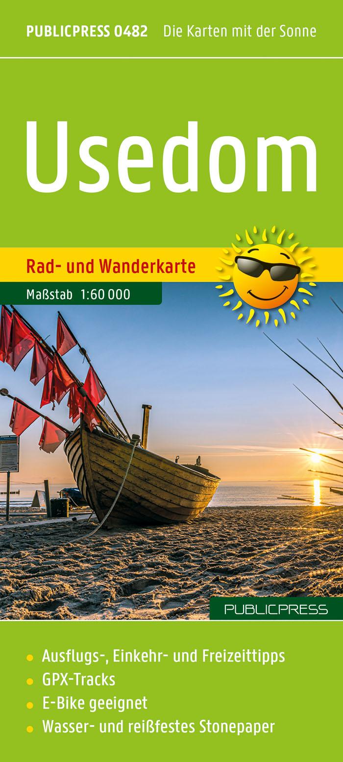 Vorderes Coverbild Usedom, Rad- und Wanderkarte 1:60.000, Publicpress