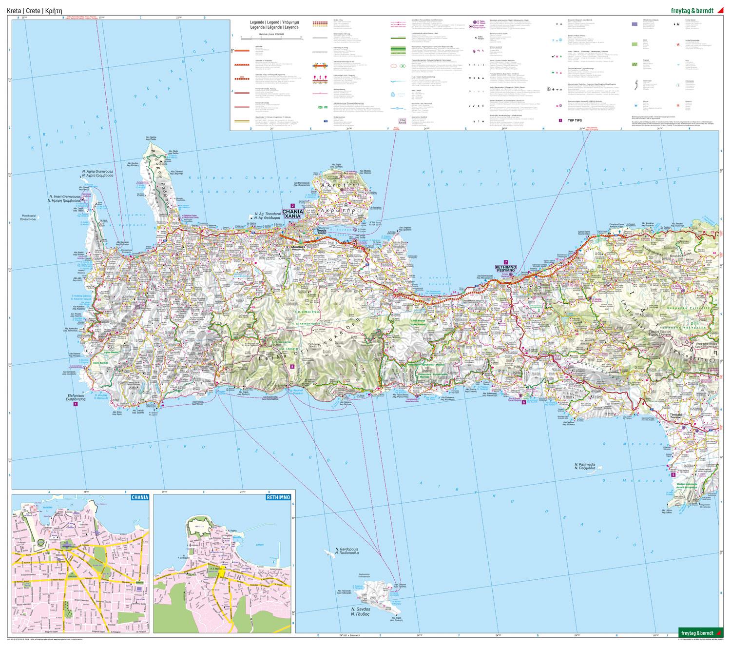 Beispielinhalt (Bild) Kreta, Straßen- und Freizeitkarte 1:150.000, freytag & berndt
