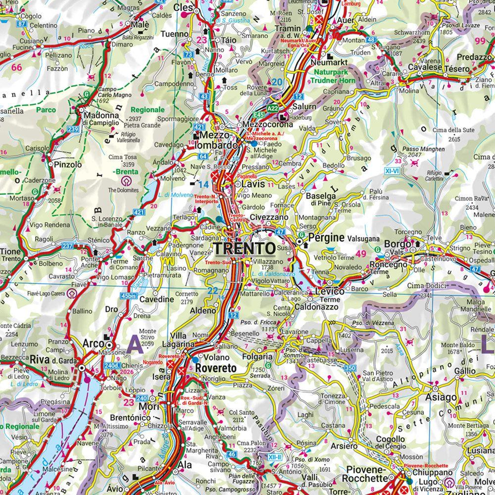 Beispielinhalt (Bild) Tirol - Dolomiten - Gardasee - Panorama, Straßenkarte 1:450.000, freytag & berndt