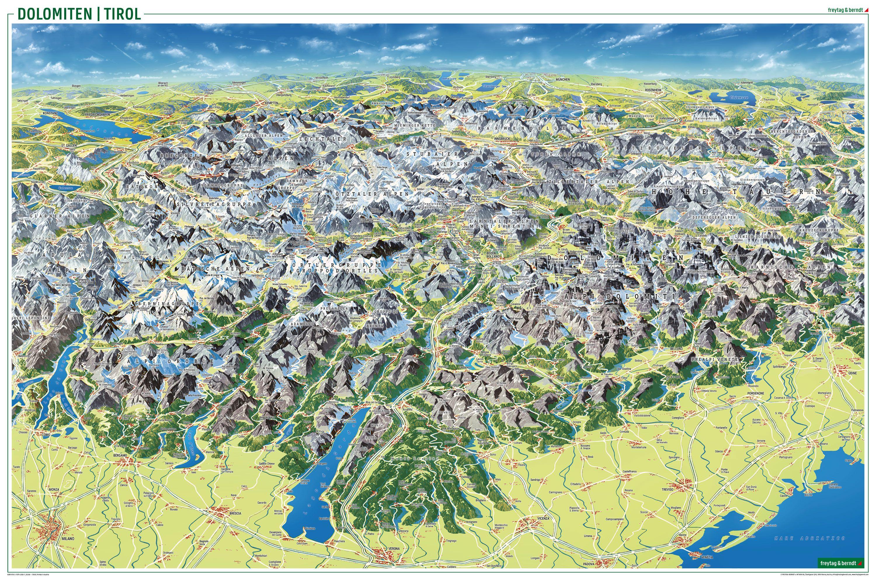 Beispielinhalt (Bild) Tirol - Dolomiten - Gardasee - Panorama, Straßenkarte 1:450.000, freytag & berndt