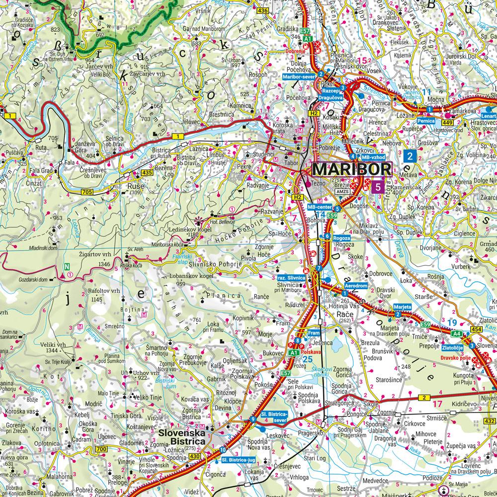 Beispielinhalt (Bild) Slowenien, Straßen- und Freizeitkarte 1:150.000, freytag & berndt