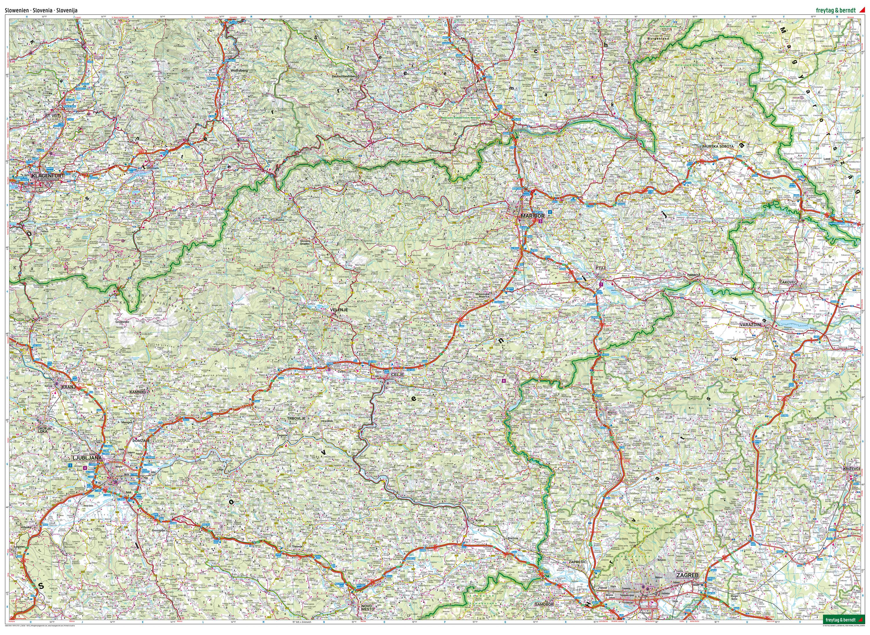 Beispielinhalt (Bild) Slowenien, Straßen- und Freizeitkarte 1:150.000, freytag & berndt