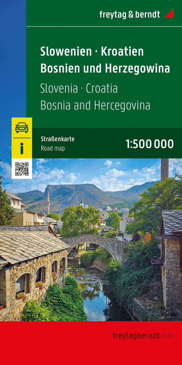 Vorderes Coverbild Slowenien - Kroatien - Bosnien und Herzegowina, Straßenkarte 1:500.000, freytag & berndt
