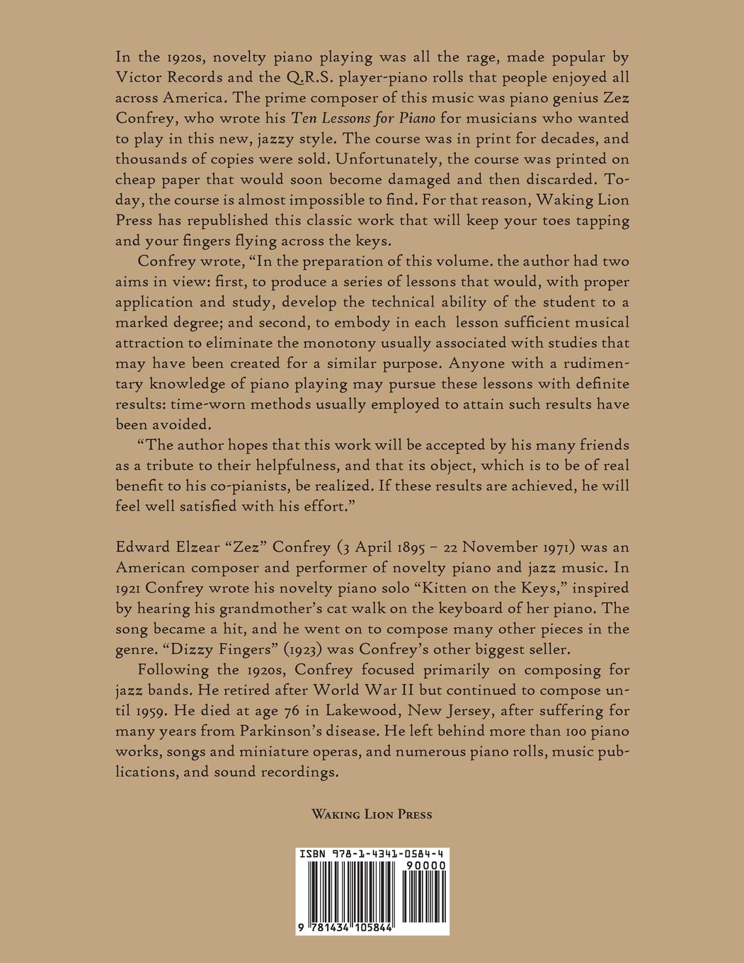 Rückseitencover Ten Lessons for Piano