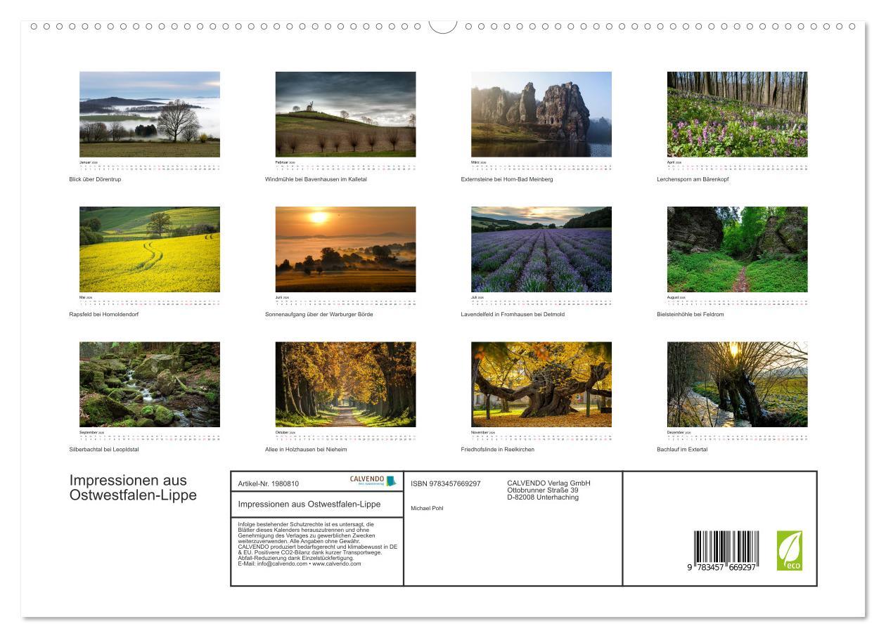 Beispielinhalt (Bild) Impressionen aus Ostwestfalen-Lippe (hochwertiger Premium Wandkalender 2026 DIN A2 quer), Kunstdruck in Hochglanz