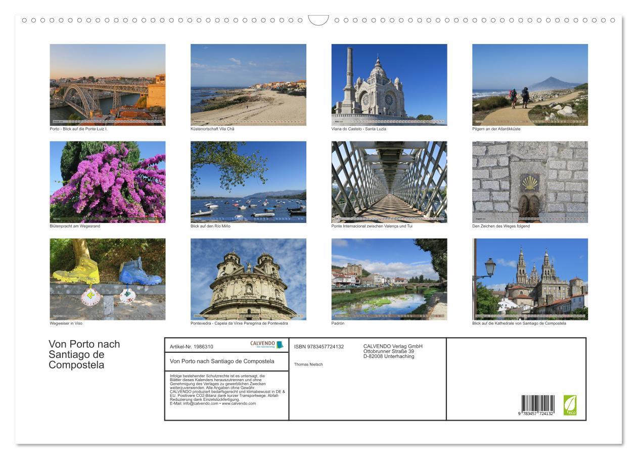 Beispielinhalt (Bild) Von Porto nach Santiago de Compostela (Wandkalender 2026 DIN A2 quer), CALVENDO Monatskalender