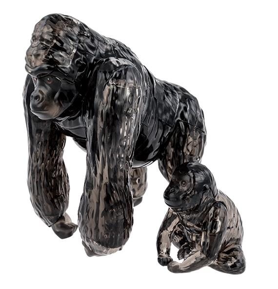 Beispielinhalt (Bild) 3D Crystal Puzzle - Gorillapaar - 48 Teile