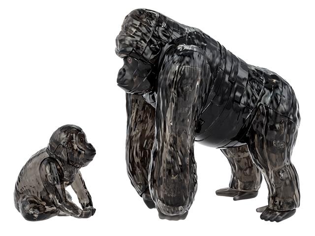 Beispielinhalt (Bild) 3D Crystal Puzzle - Gorillapaar - 48 Teile