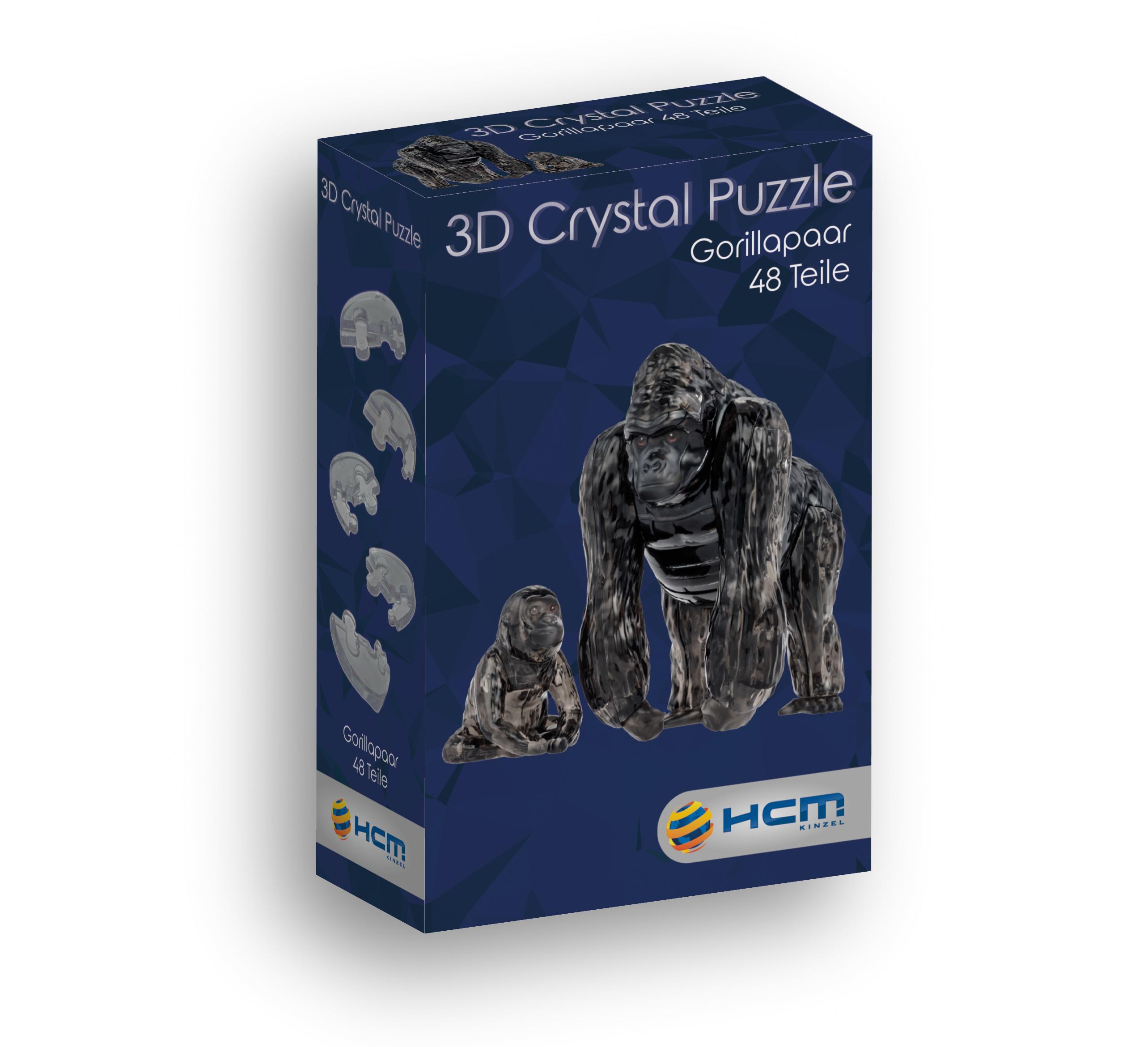 Vorderes Coverbild 3D Crystal Puzzle - Gorillapaar - 48 Teile