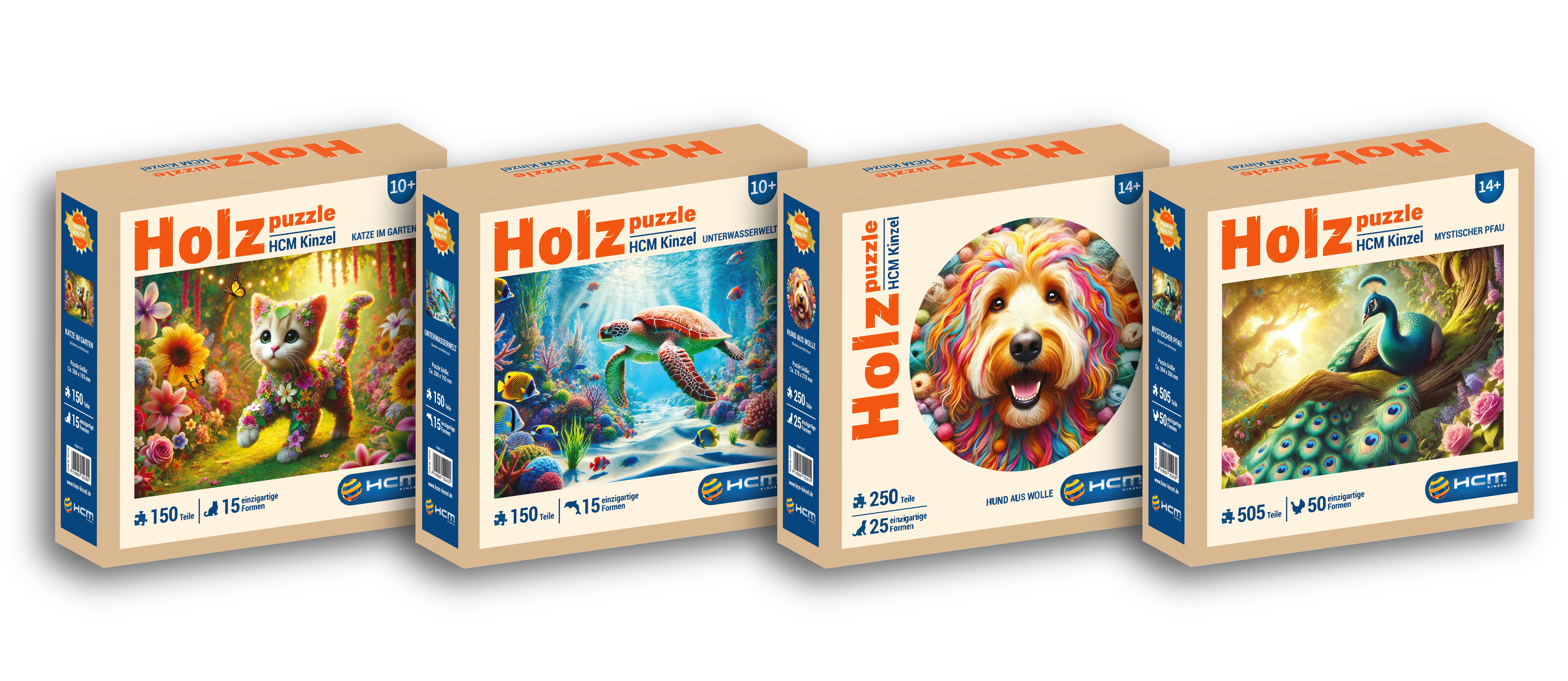 Beispielinhalt (Bild) Holzpuzzle - Katze im Garten 150 Teile