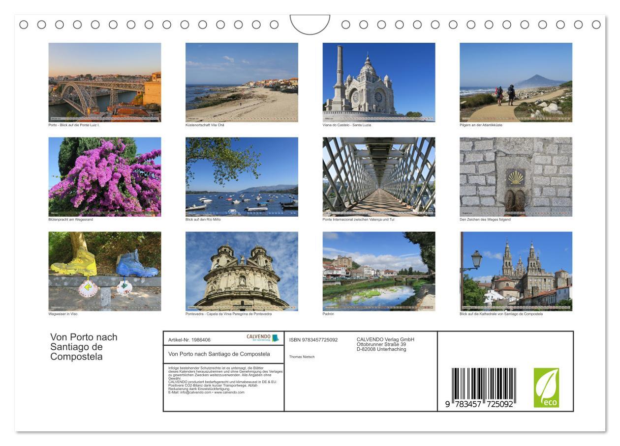 Beispielinhalt (Bild) Von Porto nach Santiago de Compostela (Wandkalender 2026 DIN A4 quer), CALVENDO Monatskalender