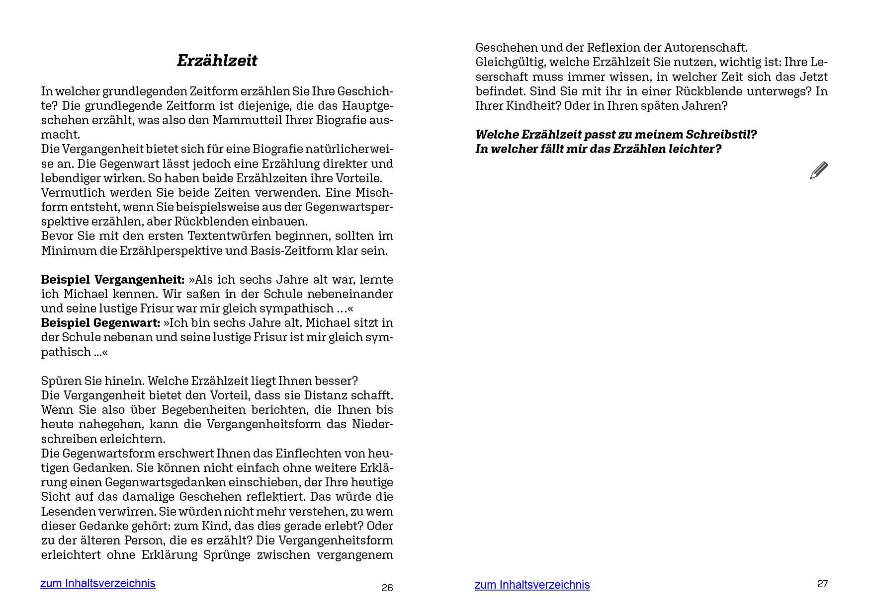 Beispielinhalt (Bild) Meine Biografie schreiben, aha!
