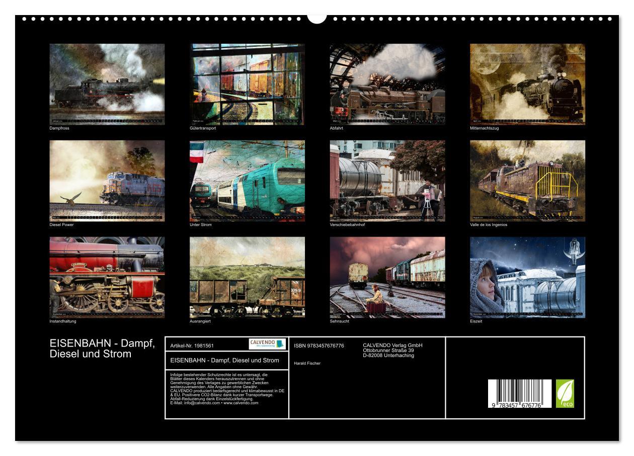 Beispielinhalt (Bild) EISENBAHN - Dampf, Diesel und Strom (hochwertiger Premium Wandkalender 2026 DIN A2 quer), Kunstdruck in Hochglanz