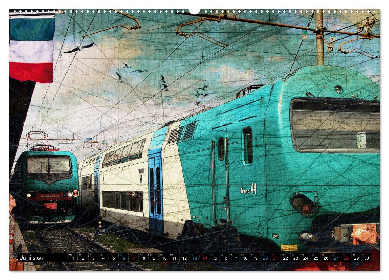 Beispielinhalt (Bild) EISENBAHN - Dampf, Diesel und Strom (hochwertiger Premium Wandkalender 2026 DIN A2 quer), Kunstdruck in Hochglanz