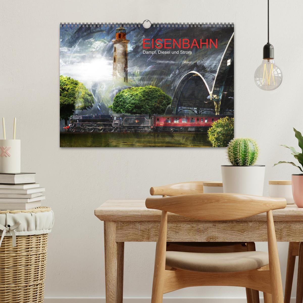 Beispielinhalt (Bild) EISENBAHN - Dampf, Diesel und Strom (Wandkalender 2026 DIN A3 quer), CALVENDO Monatskalender