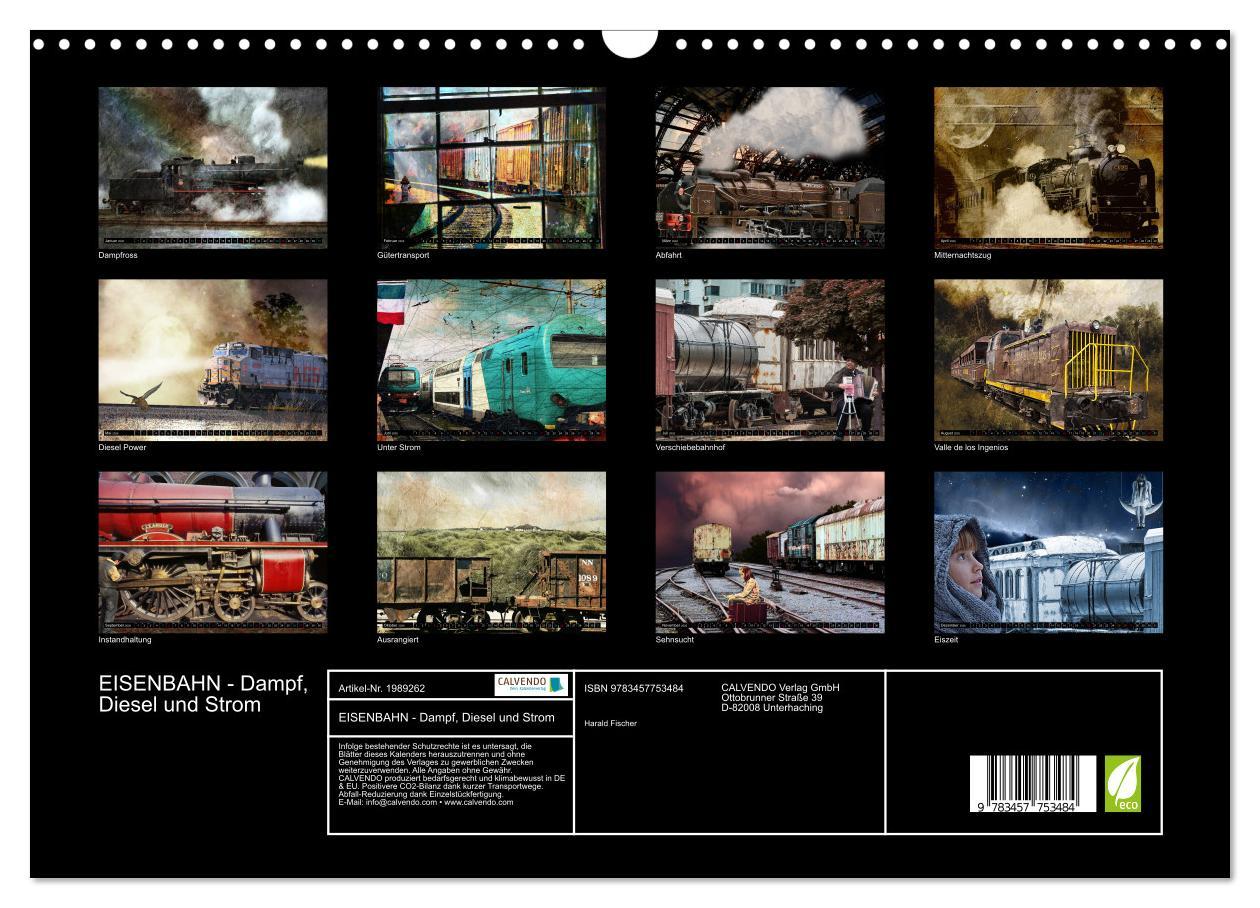 Beispielinhalt (Bild) EISENBAHN - Dampf, Diesel und Strom (Wandkalender 2026 DIN A3 quer), CALVENDO Monatskalender