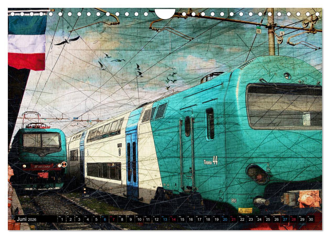 Beispielinhalt (Bild) EISENBAHN - Dampf, Diesel und Strom (Wandkalender 2026 DIN A4 quer), CALVENDO Monatskalender